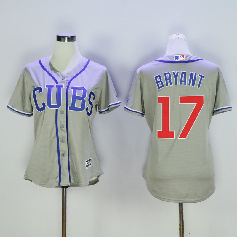 Women Chicago Cubs #17 Bryant Grey MLB Jerseys